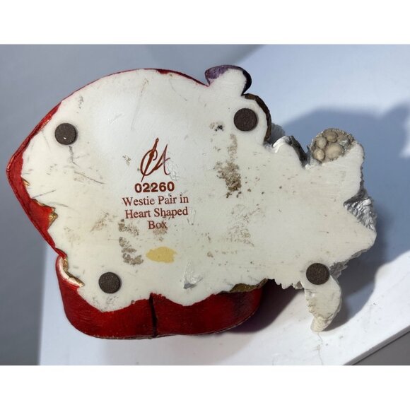 Westie Pair in Heart Shaped Box Country Artist West Highland Terrier Puppies 4x4 - Picture 7 of 9